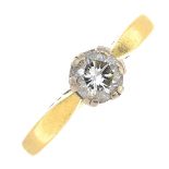 18ct yellow gold single diamond ring, approx 0.45ct, J-K colour, SI clarity, 3,3g