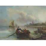 18th century Dutch School, maritime scene, oil on panel, monogrammed indistinctly lower right, H.