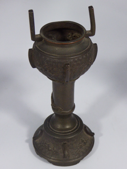 A Japanese bronze incense burner, H.22cm