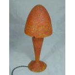 An early 20th century Nouveau French orange glass cameo lamp, indistinctly signed to base and to