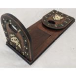 A set of C19th mahogany extending bookends, the ends inlaid with bone, H 17.5 cm L 56 cm (fully