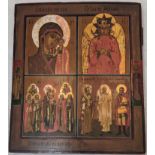 Icon of the Theotokos, St Michael Archangel and other saints, on panel, H 35.5 cm W 31 cm