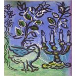 Marc Chagall (French/Russian, 1887-1985), menorah, lithograph, unsigned, unframed, Judaica