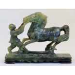 A Chinese jadeite sculpture of a horse, H.17cm