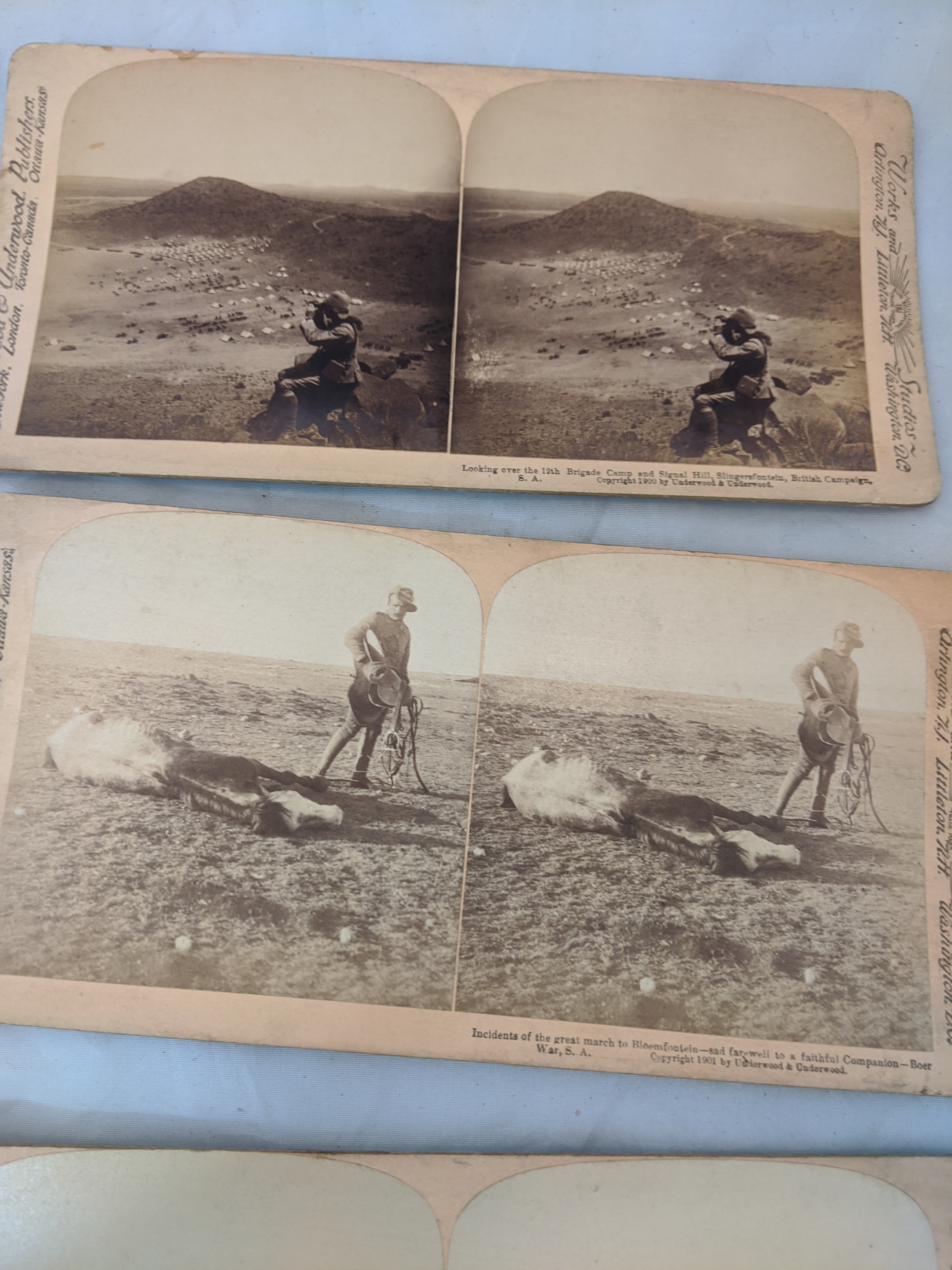 A set of stereocards, South African, Boer War scenes to include Lord Roberts; the Royal Munster - Image 2 of 6