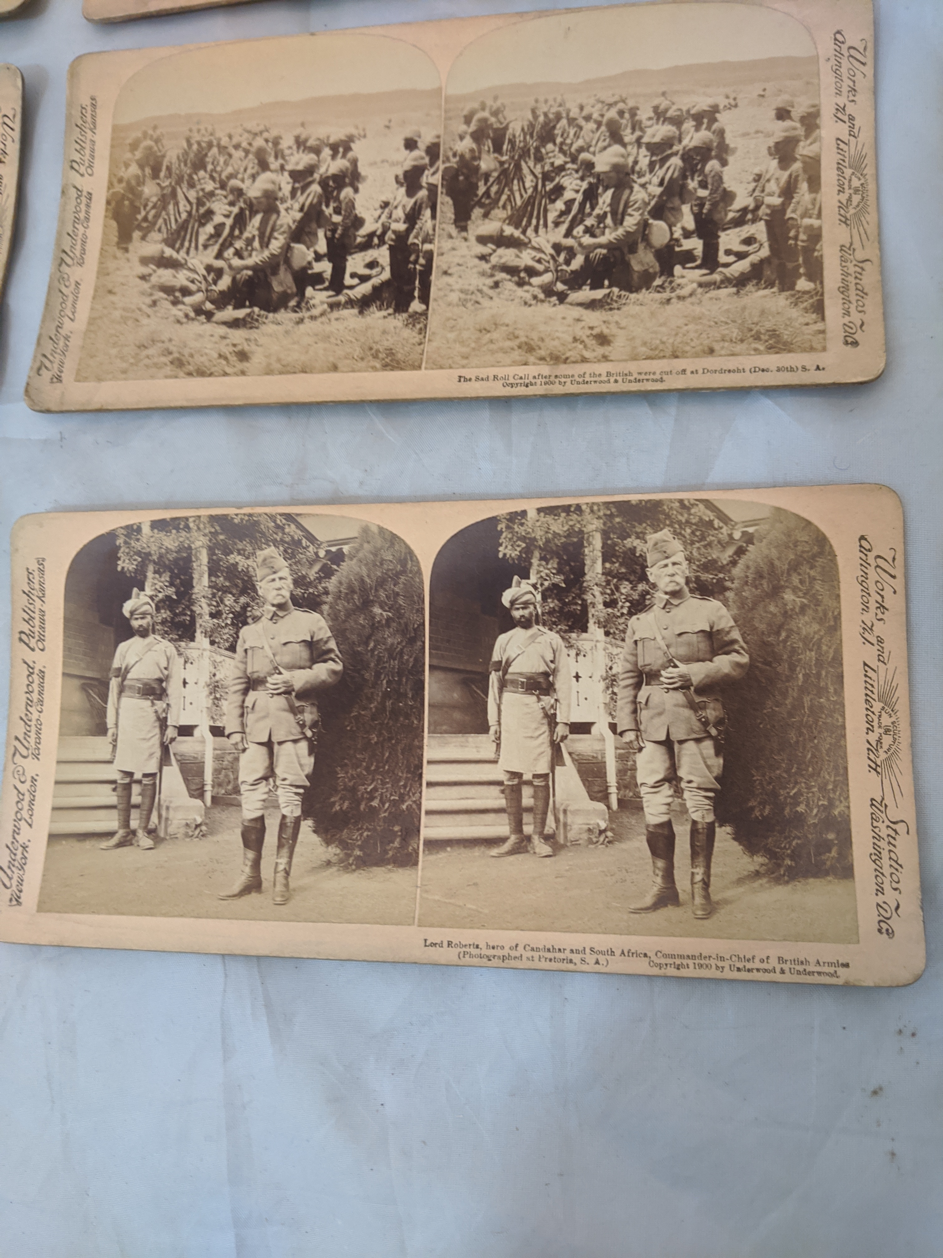 A set of stereocards, South African, Boer War scenes to include Lord Roberts; the Royal Munster - Image 3 of 6