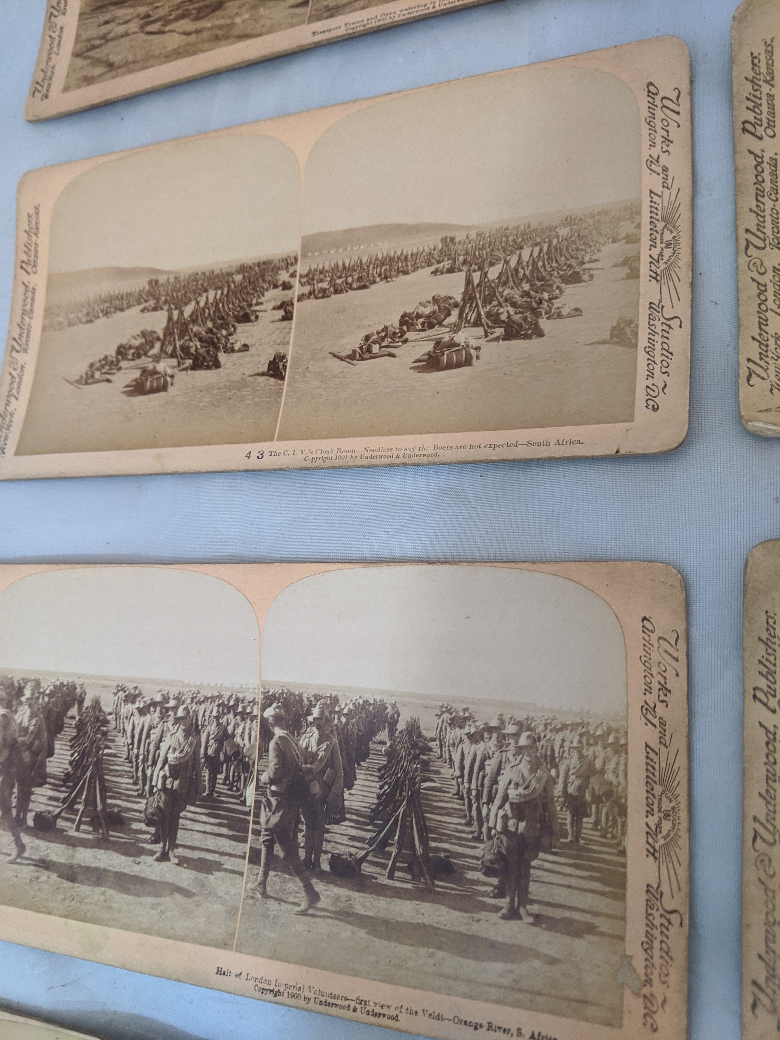 A set of stereocards, South African, Boer War scenes to include Lord Roberts; the Royal Munster - Image 4 of 6