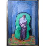 Jo Jones (British, 1894-1989), seated figure, oil on canvas, signed upper left, H.81.5cm W.56.5cm