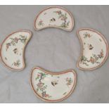 A set of Four kidney shaped ceramic dishes, depicting flora and fauna, by Soane and Smith Ltd of