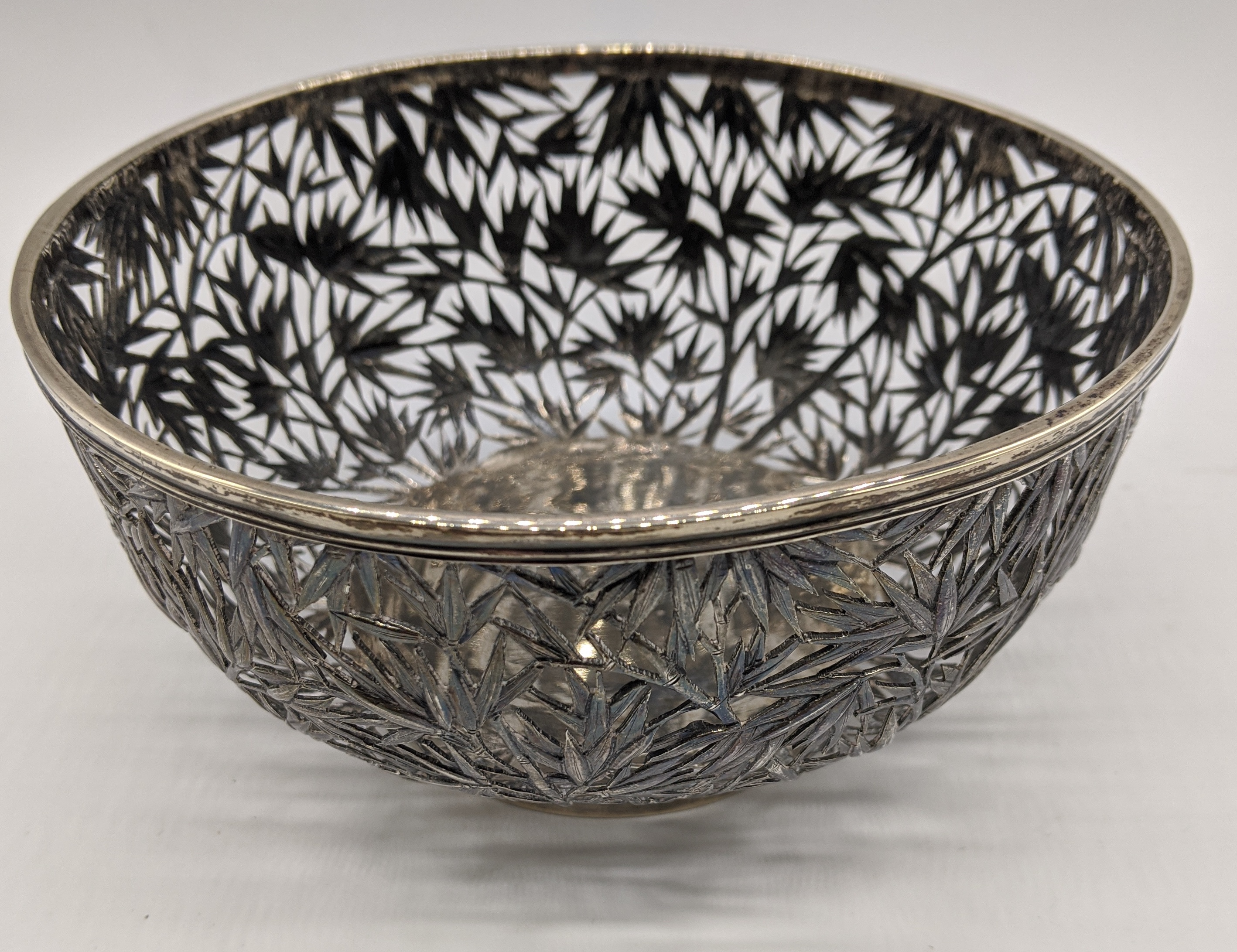 A late 19th century Chinese silver bamboo bowl by Wang Hing & Co., hallmarked to base, 325g H.8cm