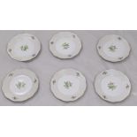 Set of six Herend of Hungary porcelain plates, D.20cm