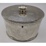 A Victorian silver tea caddy,vacant cartouche, hallmarked London 1866, maker Robert Harper, 548g,