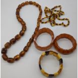 A collection of amber jewellery