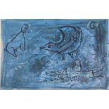 Marc Chagall (1887-1985) (After), Surrealist study, offset lithograph,unframed, H.35cm W.52cm