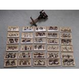A collection of 30 photographic stereocards. Images include 'Trente et Quarante Salon, Monte
