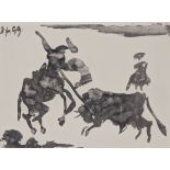 Pablo Picasso (1881-1973) (After), bullfight, lithograph, unsigned, unframed, H.20cm W.25cm