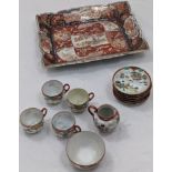 A Japanese Noritake porcelain tea set with a Japanese Imari tray