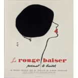 Rene Gruau, Le Rouge Baiser, original lithographic fashion poster, unframed, H.70cm W.50cm