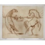 20th century French School, Horses, lithograph, signed in pen, unframed, H.49cm W.63cm
