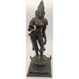 A tall Indian bronze figure of Hindu Goddess Deity Parvati or Sri Devi, Tamil Nadu, India, H.43cm