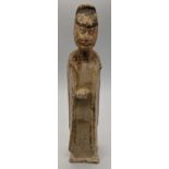 A Chinese Tang Dynasty terracotta sculpture of a scholar, H.28cm