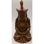 A carved gilded wooden Buddha, Chinese or South-East Asia, circa 1900