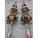 A pair of silver Rimonim (Torah bells), hallmarked London, 1080g, Judaica interest, L.38cm
