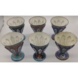 A set of six 19th century Persian Islamic Zarfs, enamelled, H.8.5cm