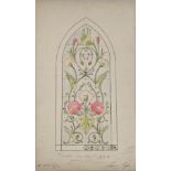 Jeane Loyer (Late 19th century French School), design for a stained glass window, pen drawing with