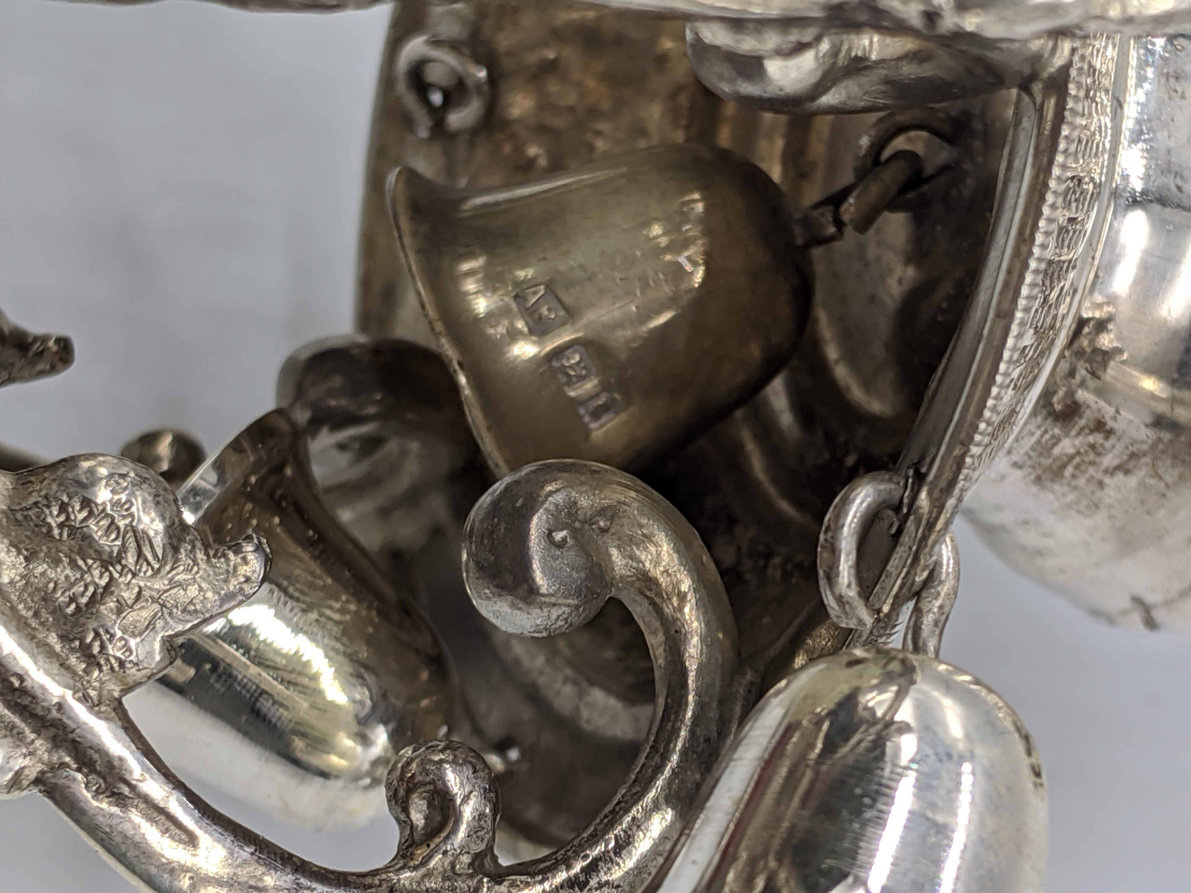 A pair of silver Rimonim (Torah bells), hallmarked London, 1080g, Judaica interest, L.38cm - Image 4 of 6