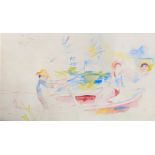 Pierre-Auguste Renoir (1841-1919), a rowing boat scene, lithograph, signed within the print with the