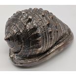 A silver coated conch shell by Mario Buccellati, H.5.5cm L.11cm W.7cm