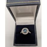 A Sapphire and diamond ring mounted on platinum, size P