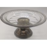 A French silver and glass tazza, H.10cm D.21cm