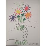 After Picasso, Bouquet of Peace, offset lithograph, full sheet, H.62cm W.51cm