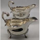 A pair of Victorian silver sauce boats, hallmarked London, 1843, maker Edward, John & William