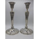 A pair of George III silver cast candlesticks, hallmarked London, 1742, 1087g, H.20.5cm