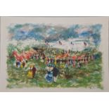 Jean-Claude Picot (French, b.1933), Horserace, lithograph, signed in pencil lower right, epreuve d`