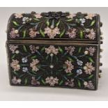 A rare Continental filigree and enamel silver casket, mounted with emeralds, pearls, garnets and