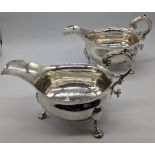 A very rare pair of Irish Provincial silver sauceboats by George Hodder or George Halloran, Cork