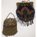 In the manner of Faberge, two Russian mesh handbags, mounted with enameling and coloured stones.