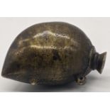 A 19th century Indian bronze hookah base in the form of a mango, India L.11cm