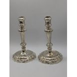 A pair of Continental cast silver candlesticks, possibly Italian, 869g, H.18cm,