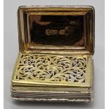 A George IV silver vinaigrette by Thomas Spicer, gilt interior, hallmarked Birmingham, 1823,