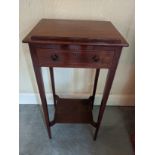 An Edwardian mahogany side table, parquetry inlaid banding to top, drawer and side panels