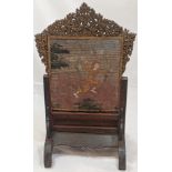 A 19th century Thai carved wooden gilded table screen, H.71cm