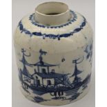 An 18th century Delft blue and white porcelain ginger jar, H.9.5cm