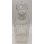 An Asprey silver collared glass decanter, hallmarked London, 1977, H.26.5cm