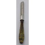 An early 19th century silver apple corer with turned horn handle, maker mark W.B., L.15.5cm