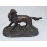 After Jules Moigniez (French, 1835-1894), bronze, setter with pheasant, signed, later cast, H.